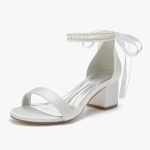 Elegant White Block Heel Sandals